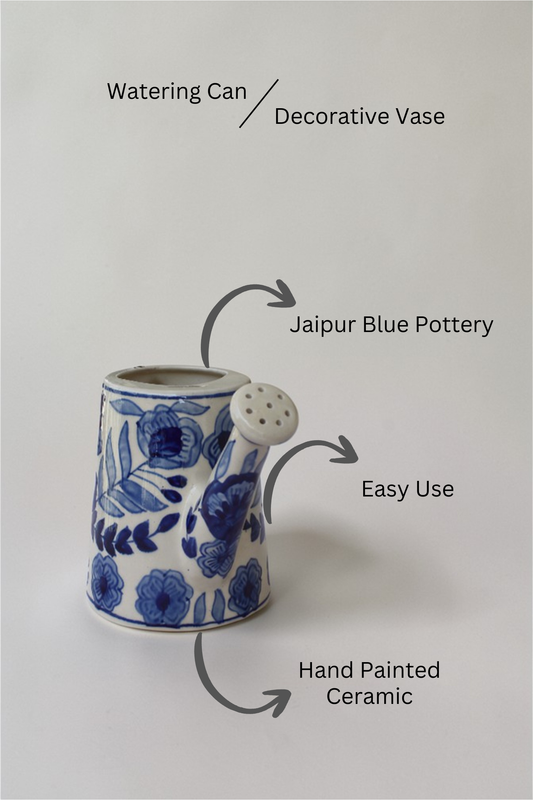 Blue Pottery Ceramic Watering Can/Vase