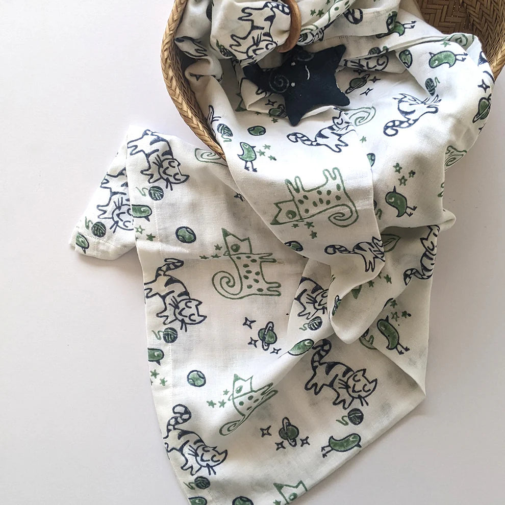Organic Cotton Unisex Billi Print Swaddle/Muslin Wrap