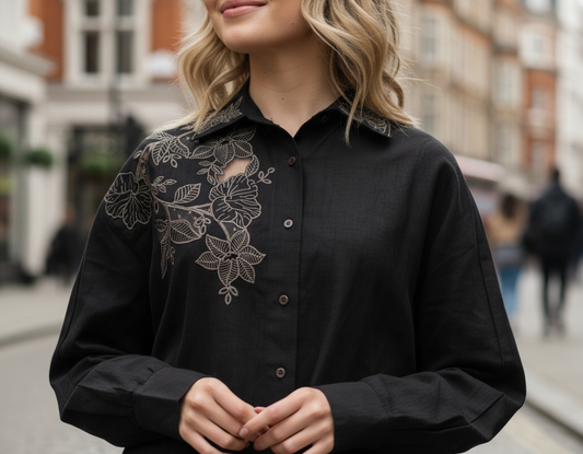 Embroidered Shirt With Trouser Co-Ords