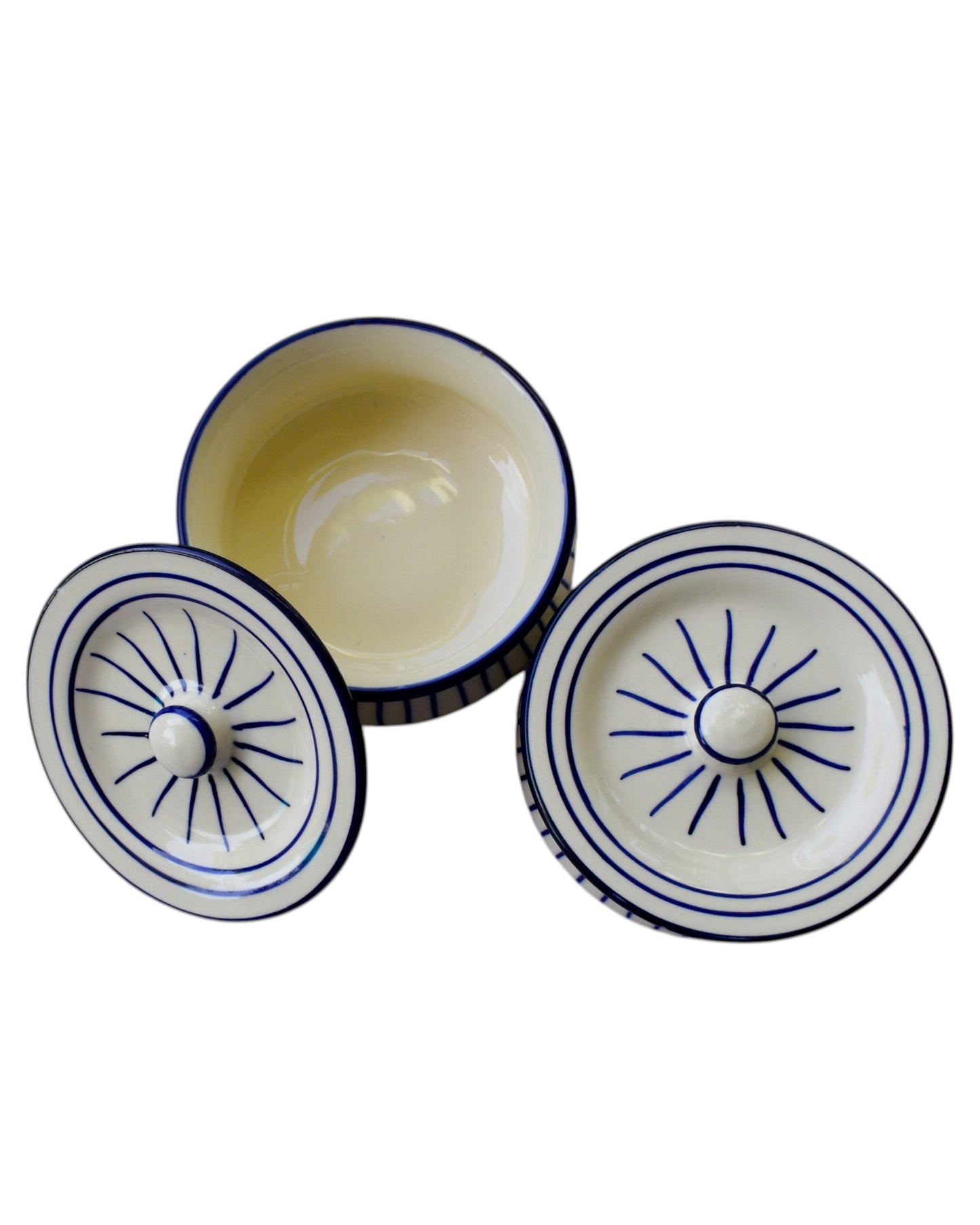 Striped Badal - Blue Pottery Serving Handi