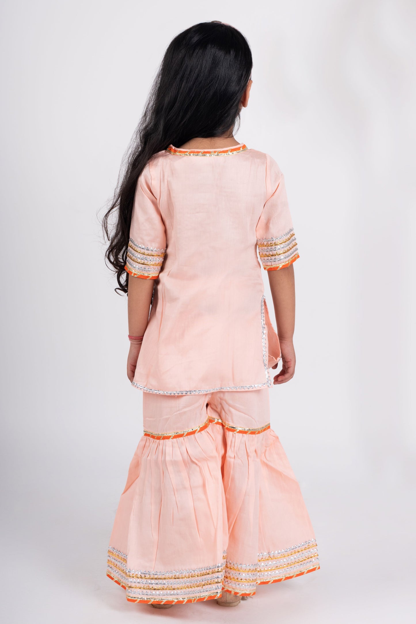 Girls peach kurta payjama set
