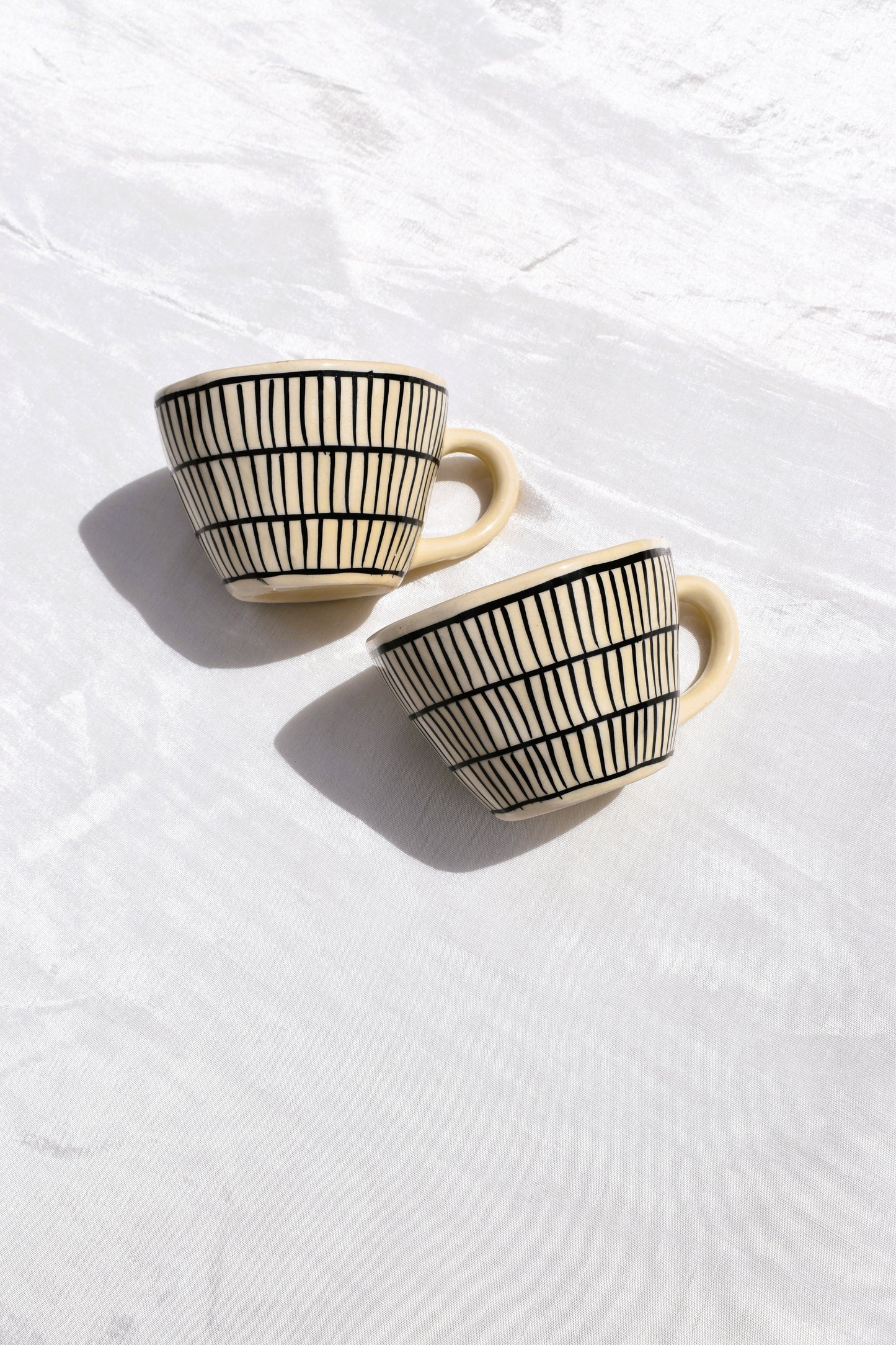 Black striped coffee mug