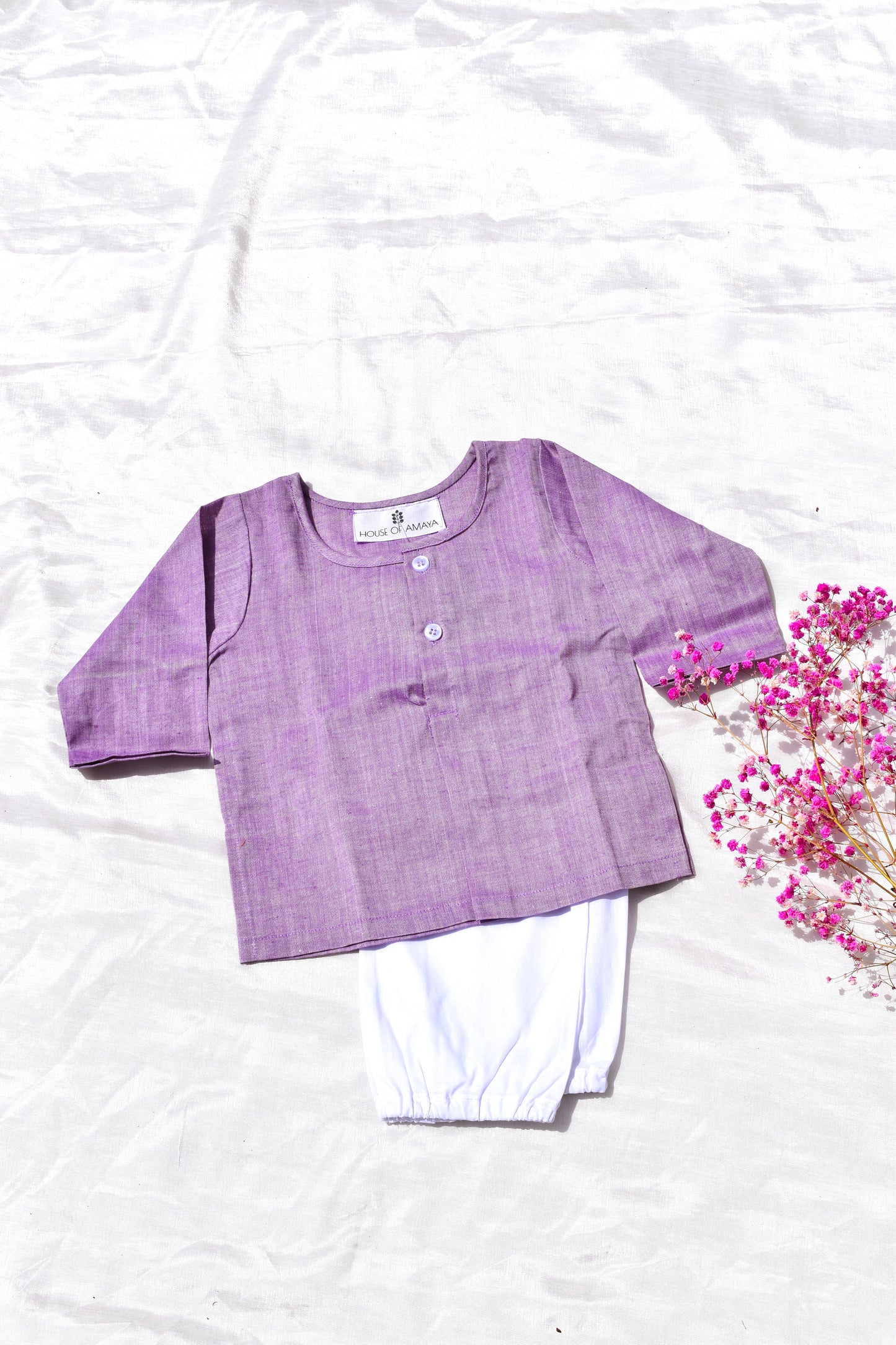 Purple - Unisex floral set for new born