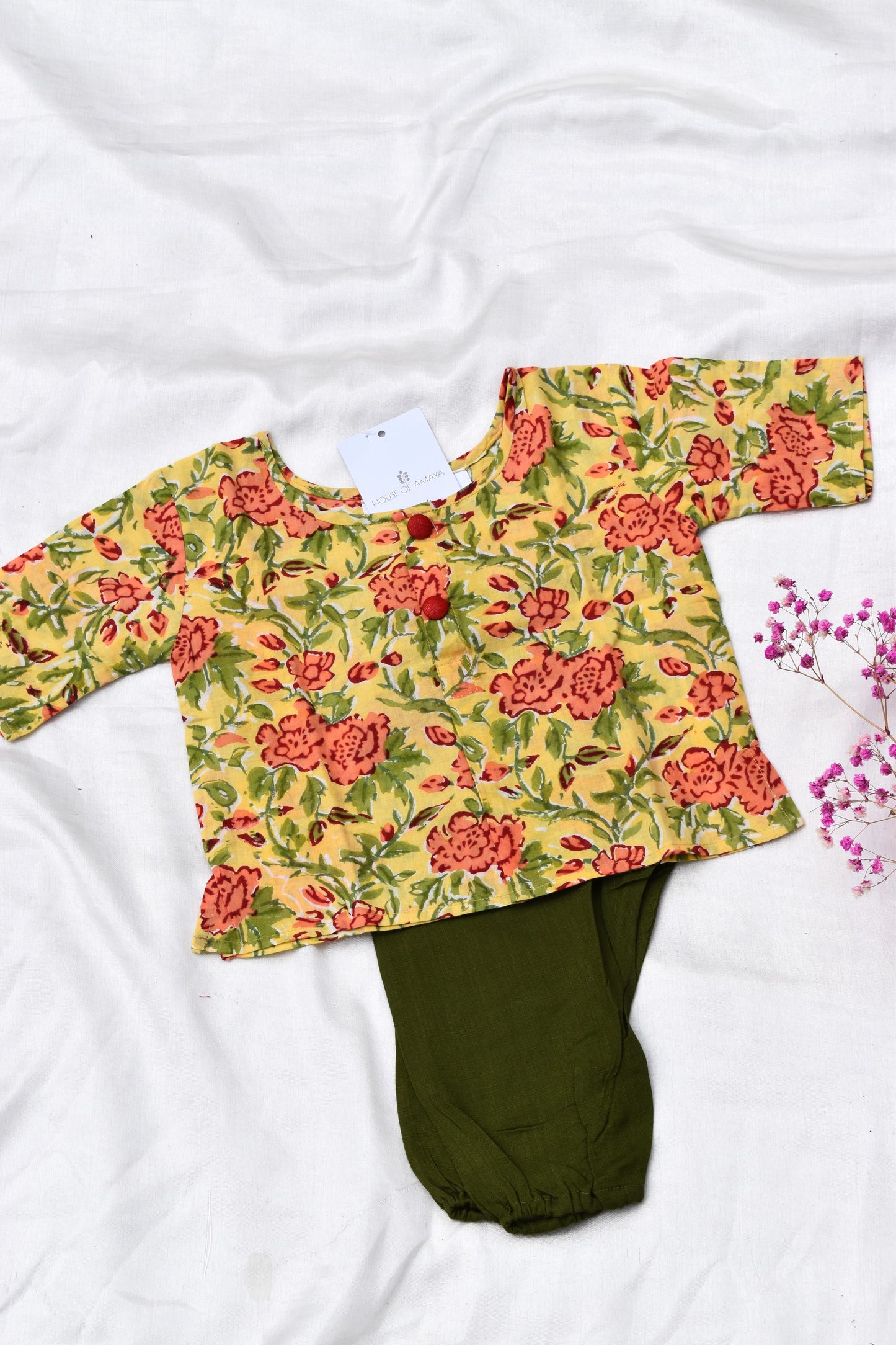 Yellow floral - Unisex set for new born