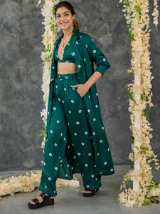 Green Bandhani Modal Satin Bralette