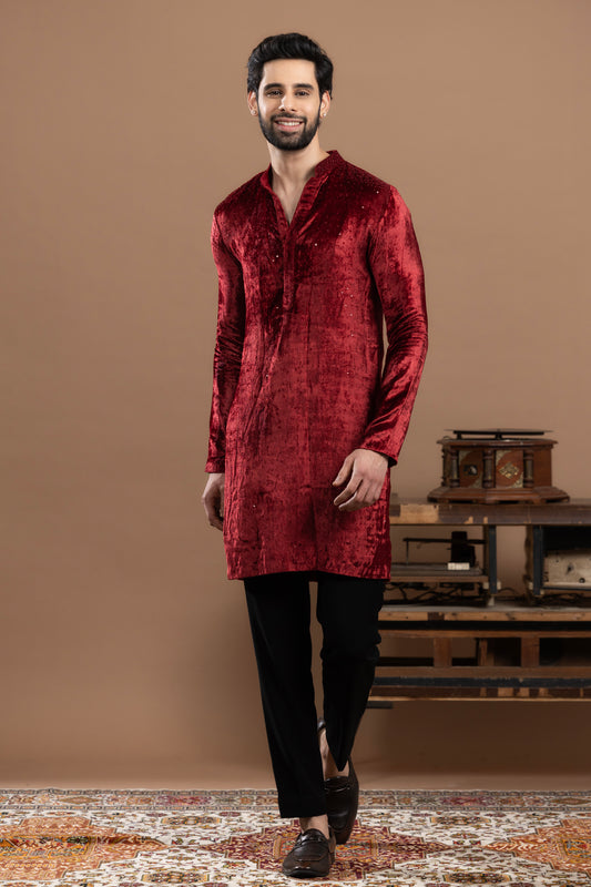 Rivaaj - Sequined Kurta and pant - Maroon