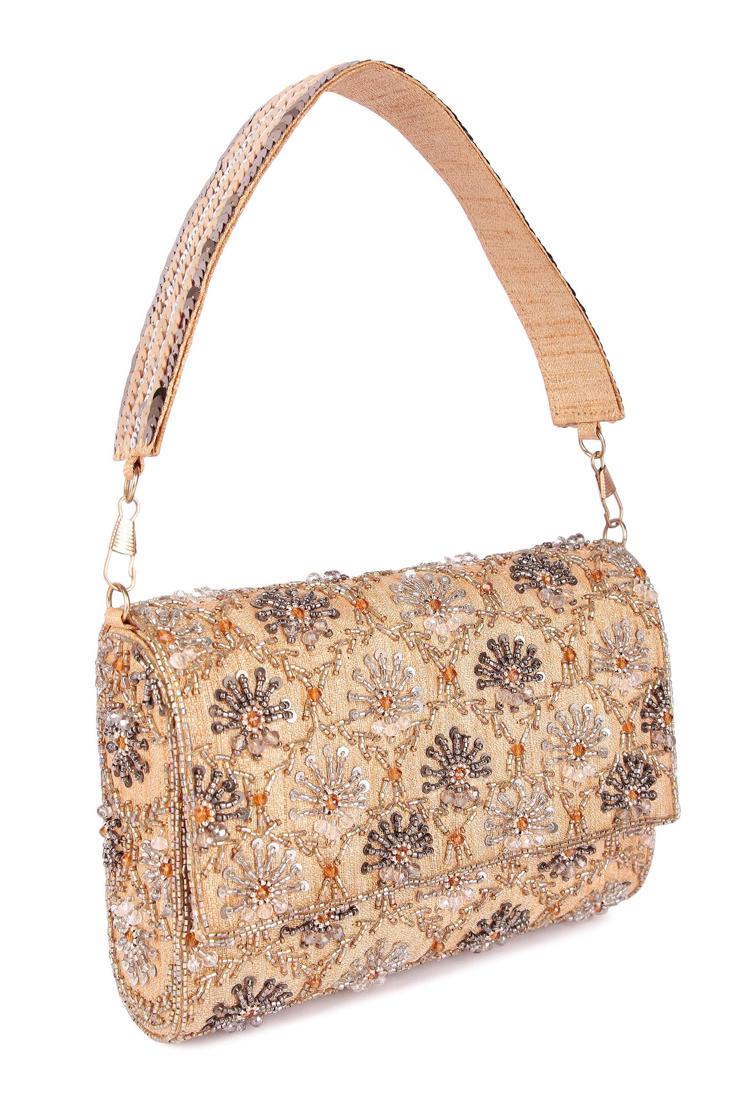 Gold silver aayena clutch