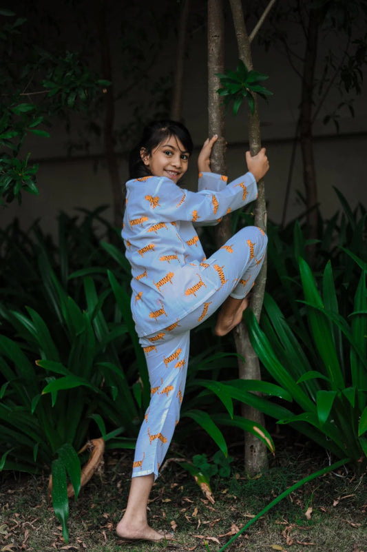 Augustus Tiger-White Night Dress for kids