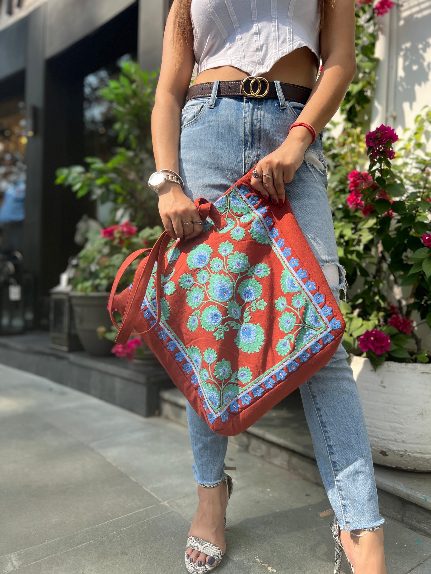RANIA RUST TOTE BAG