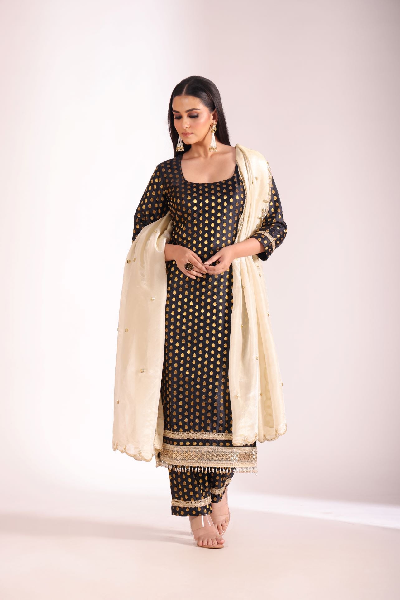 Noorika Black Kurta with pant and dupatta- set of 3