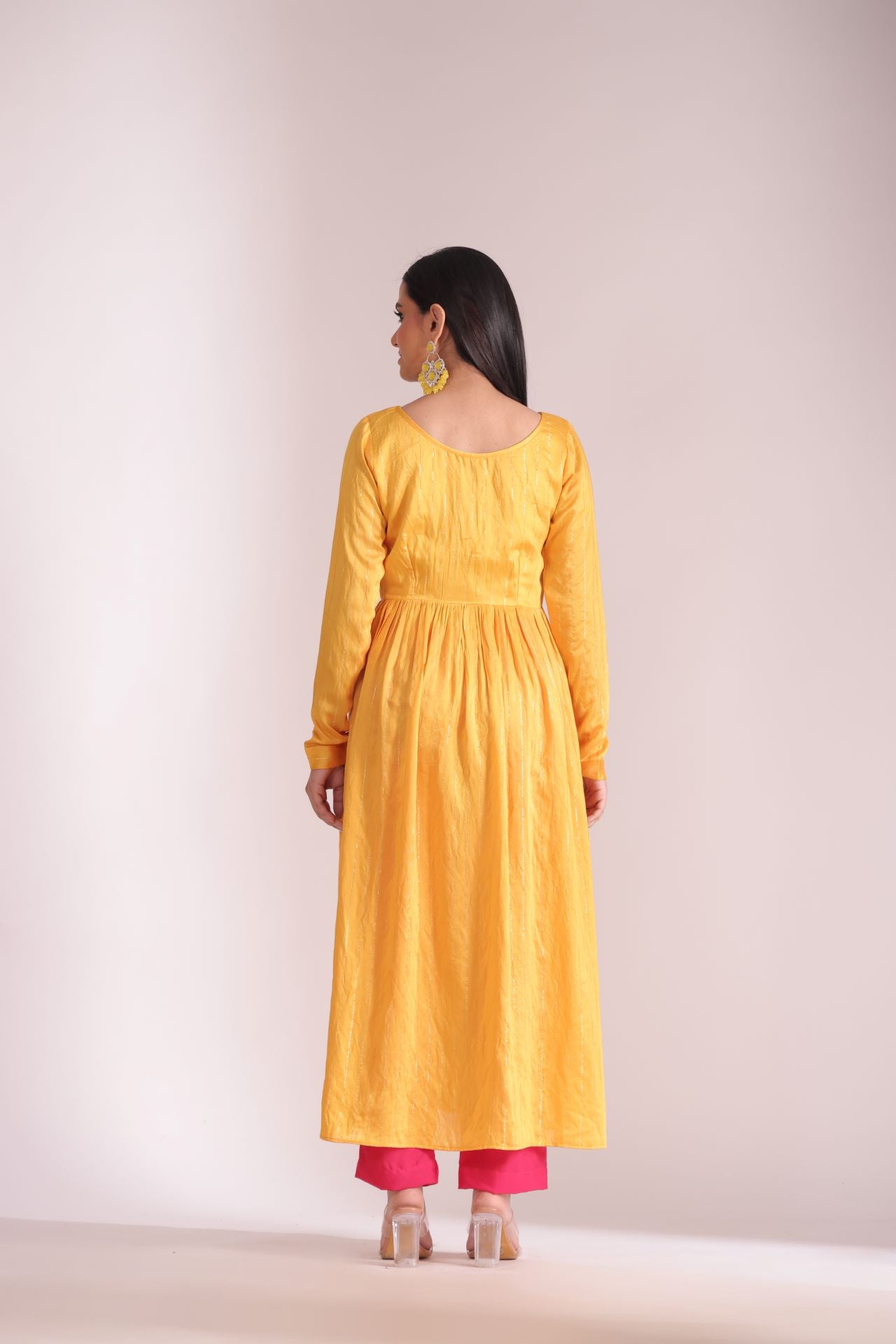 Mastani Sunshine Chanderi Anarkali and Pant with dupatta- set of 3