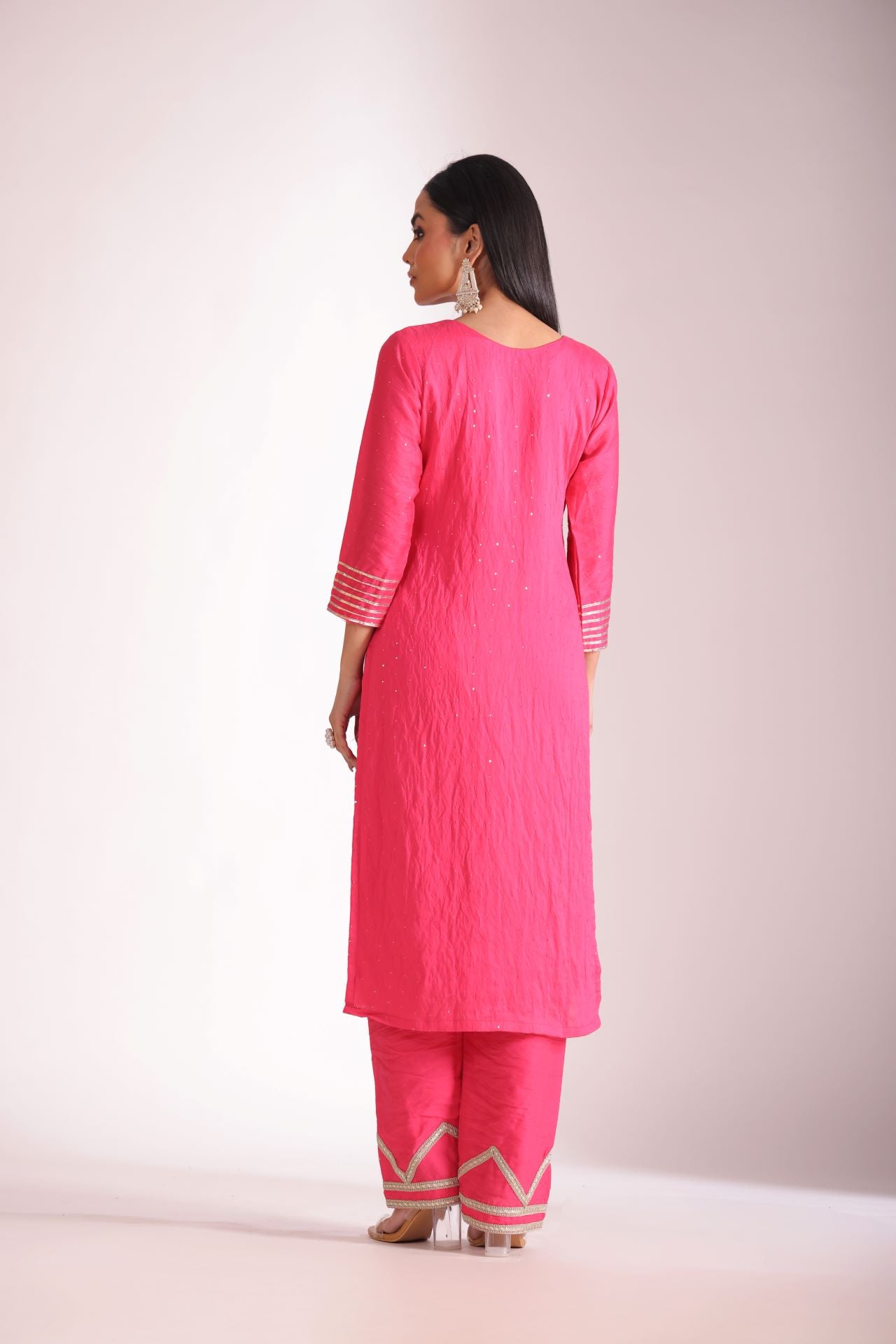 Mastani Fuschia Chanderi Kurta and Pant with dupattaset of 3