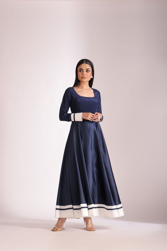 Jhalak Navy Blue Anarkali with Chooridar and Dupatta- set of 3