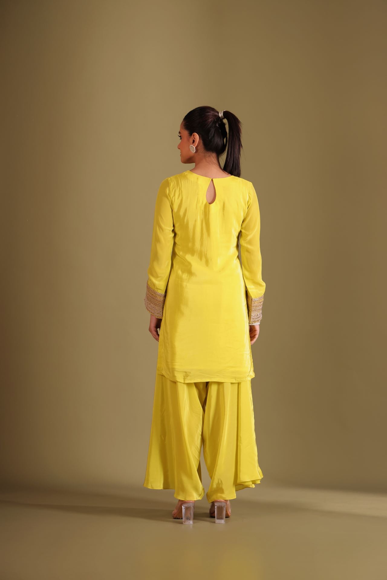 Jhalak Lime Kurta with Dhoti Pant and Dupatta- set of 3