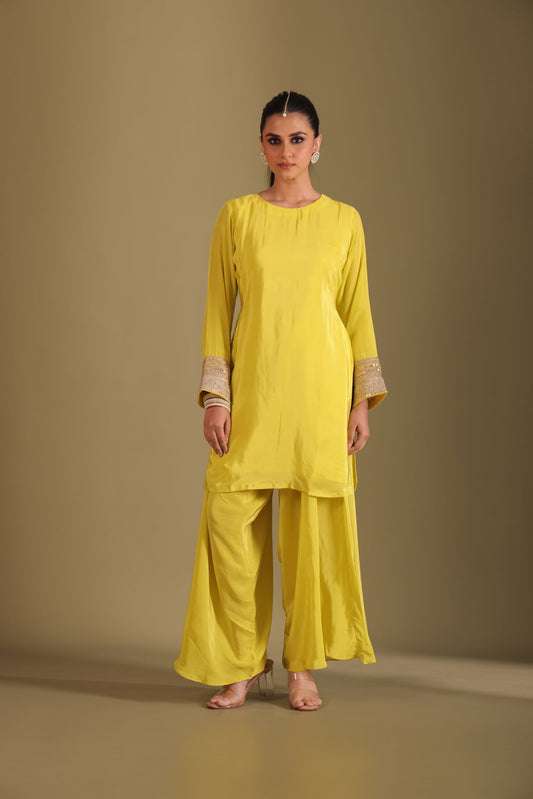 Jhalak Lime Kurta with Dhoti Pant and Dupatta- set of 3