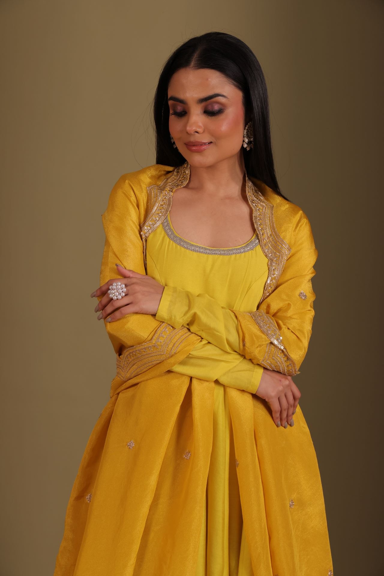 Mastani Sunshine Chanderi Anarkali and chooridar with dupatta- set of 3
