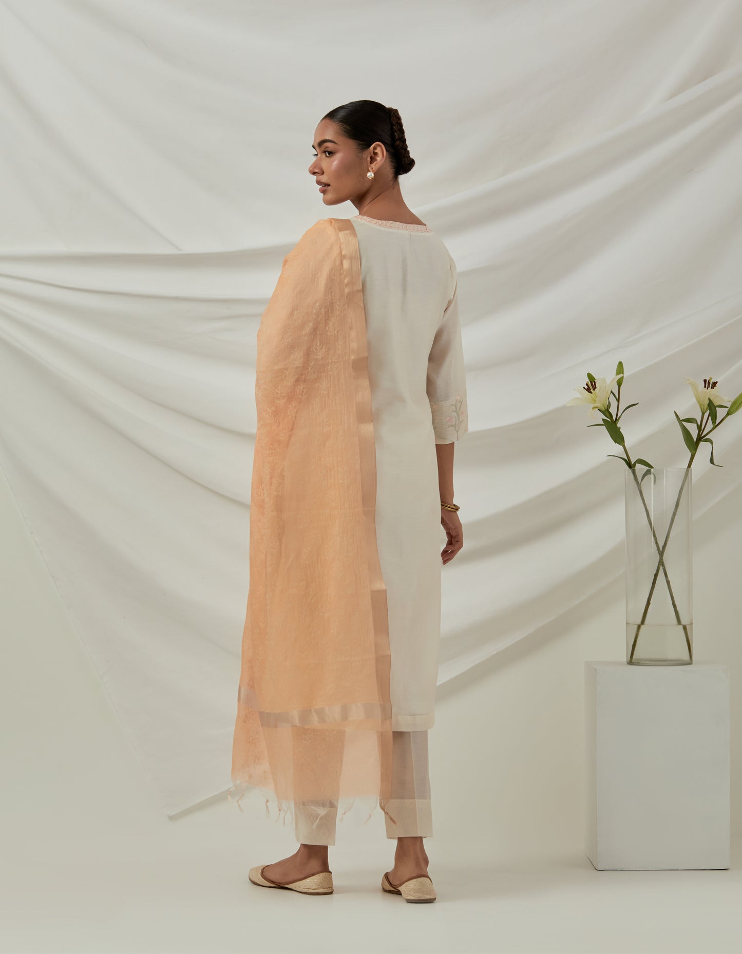 Chanderi hand block printed kurta