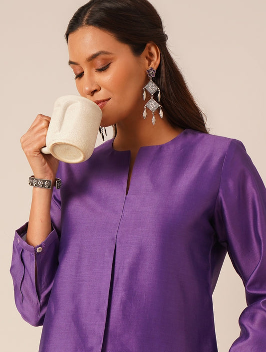 Mauve tunic with embroidred trims