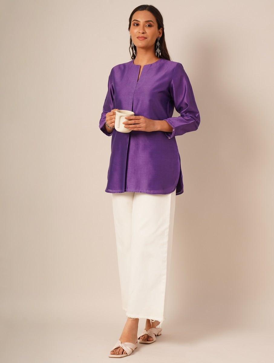 Mauve tunic with embroidred trims