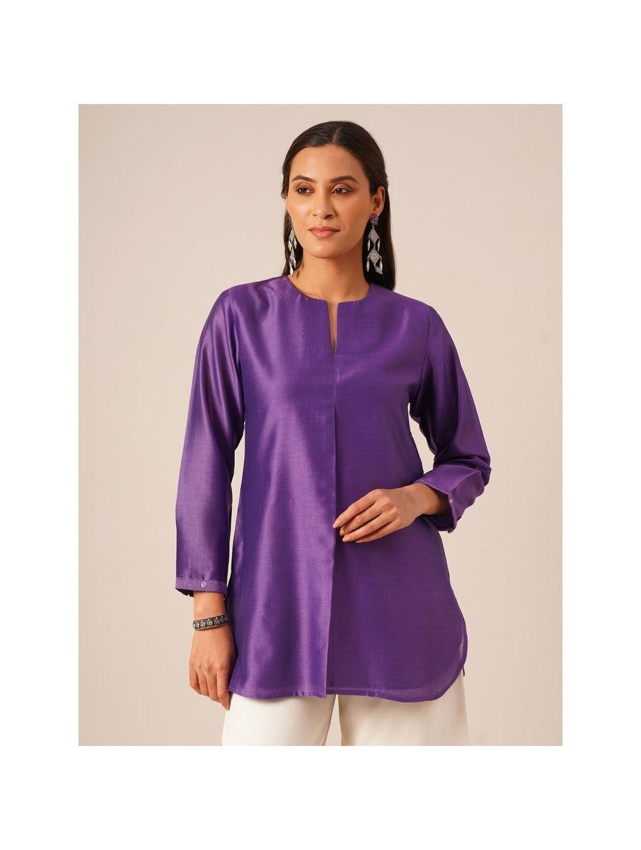 Mauve tunic with embroidred trims