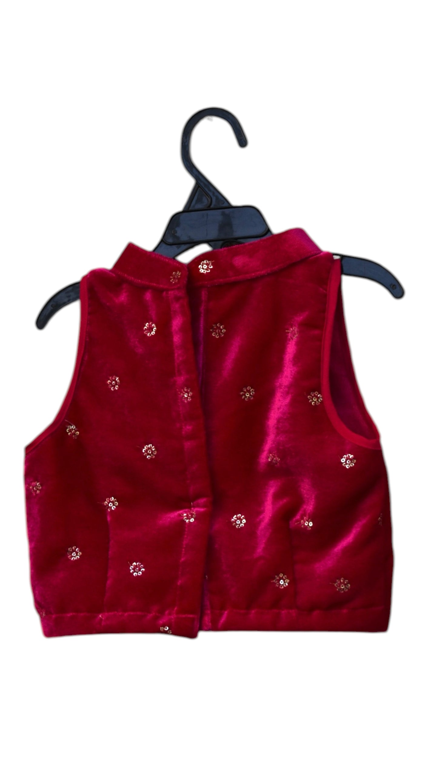 Purple Organza Lehenga with Pink Velvet Blouse for girls - set of 3