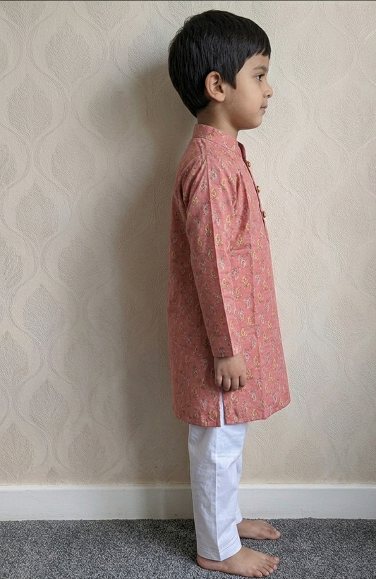 Pink Motif kurta payjama for boys - set of 2