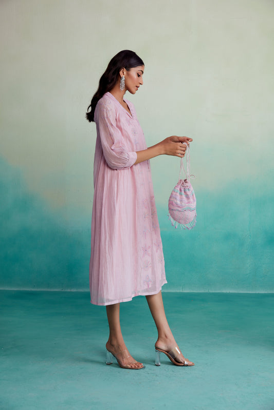 Blushine dress - Orchid Pink Hand embroidered Dress