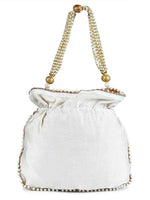 Load image into Gallery viewer, White pearly potli bag
