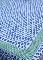 Load image into Gallery viewer, Green &amp; Blue Motifs Block Print Bedsheet
