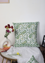 Load image into Gallery viewer, Green Paisley Cushion Cover - set of 2
