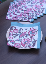 Load image into Gallery viewer, Peony Block Printed Table Napkin - set of 2
