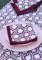 Load image into Gallery viewer, Maroon Block Printed Table Napkin - set of 2
