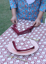 Load image into Gallery viewer, Maroon Block Printed Table Napkin - set of 2
