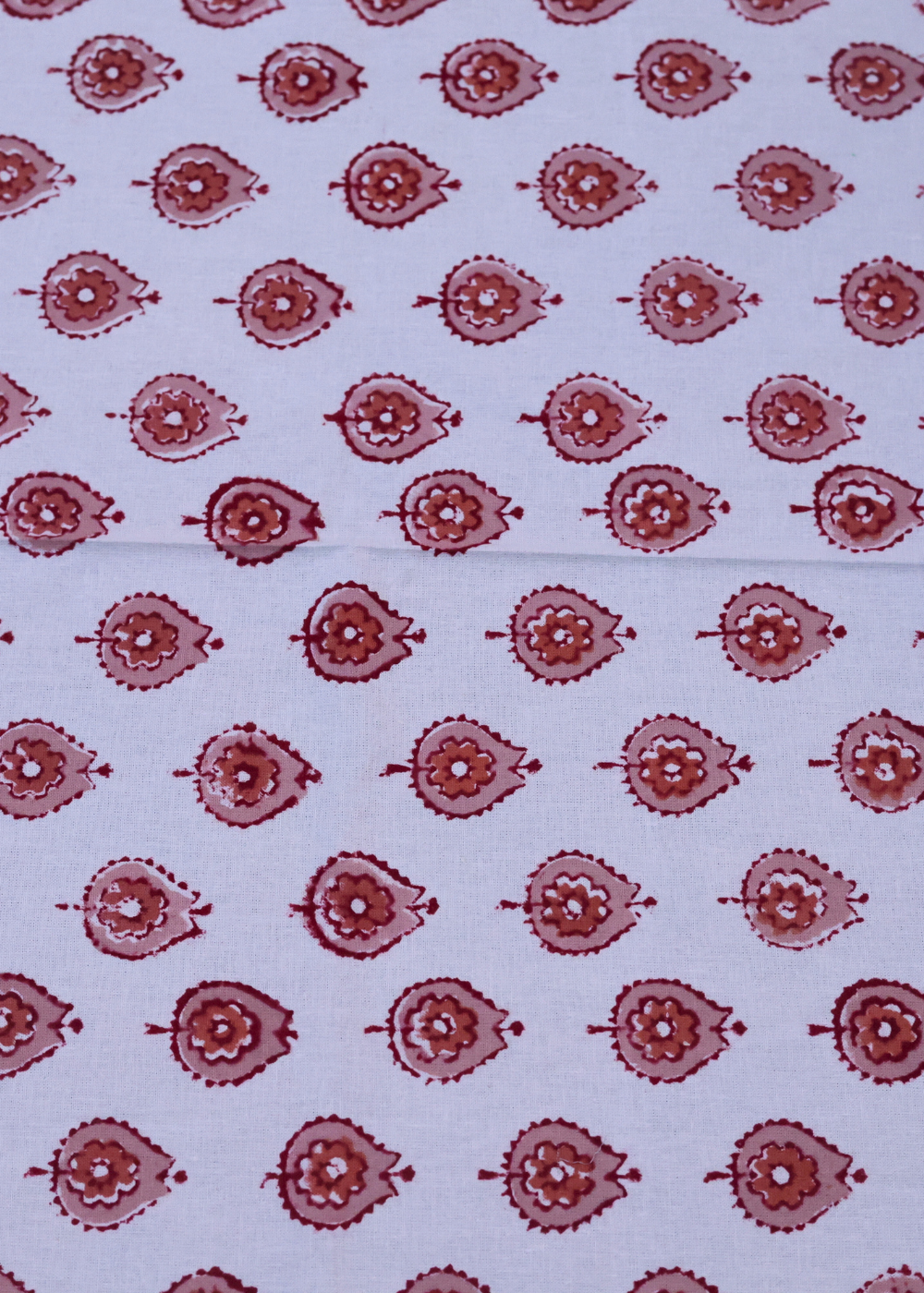 Red Floral Block Printed Table Cloth