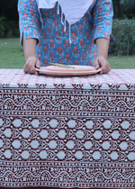Load image into Gallery viewer, Maroon Block Printed Table Cloth
