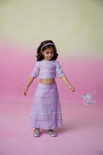 Load image into Gallery viewer, Lavender lace skirt top set
