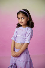 Load image into Gallery viewer, Lavender lace skirt top set
