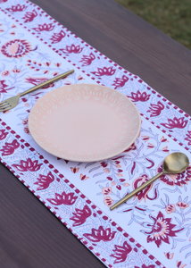 Lilac Floral Block Printed Table Runner