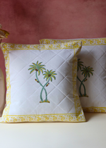 Load image into Gallery viewer, Yellow Palm Cushion Cover - Quilted - set of 2
