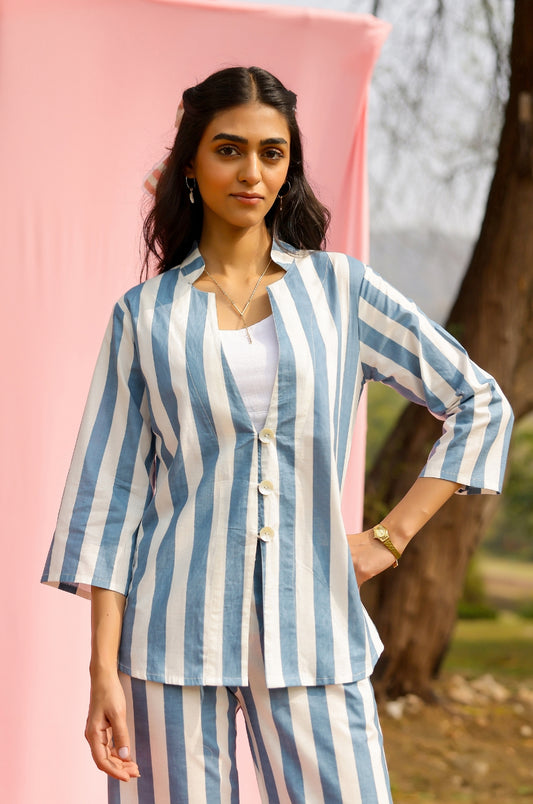 Azure Stripe Co-Ord Set