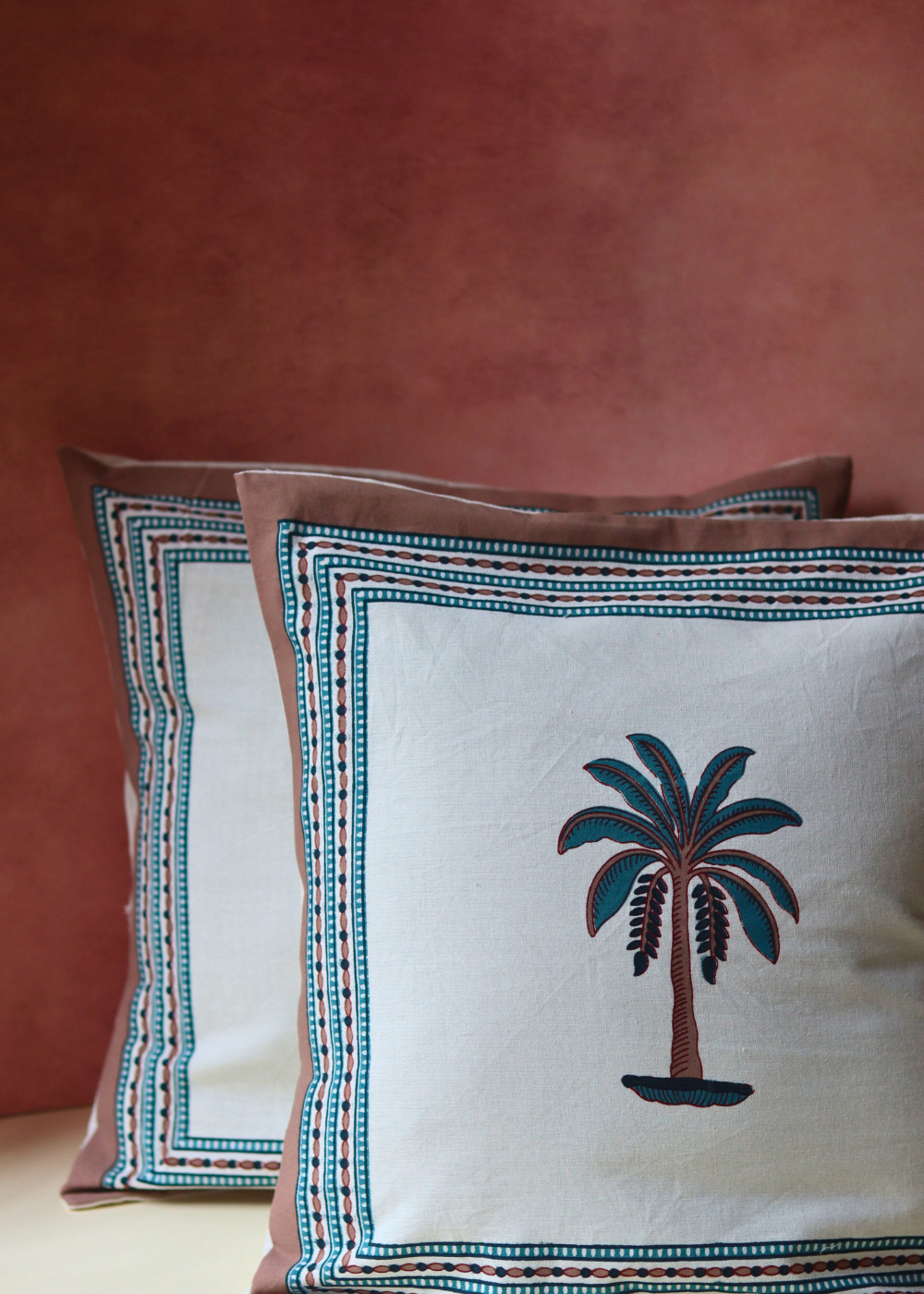 Coco Tree Block Printed Cushion Cover - set of 2