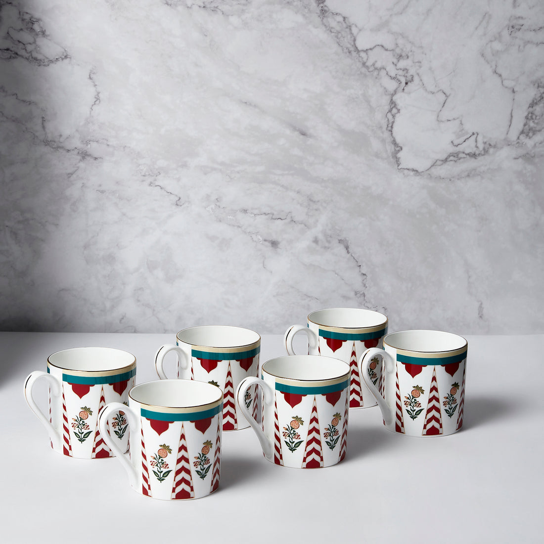 India Circus Blushed Orchard Melon Coffee Mug Set of 6