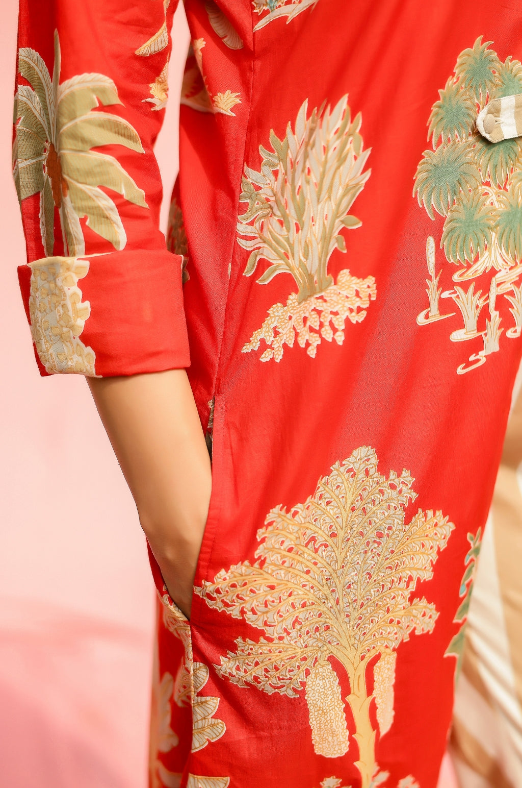 Sunset Palm Print Kurta-Pant Set