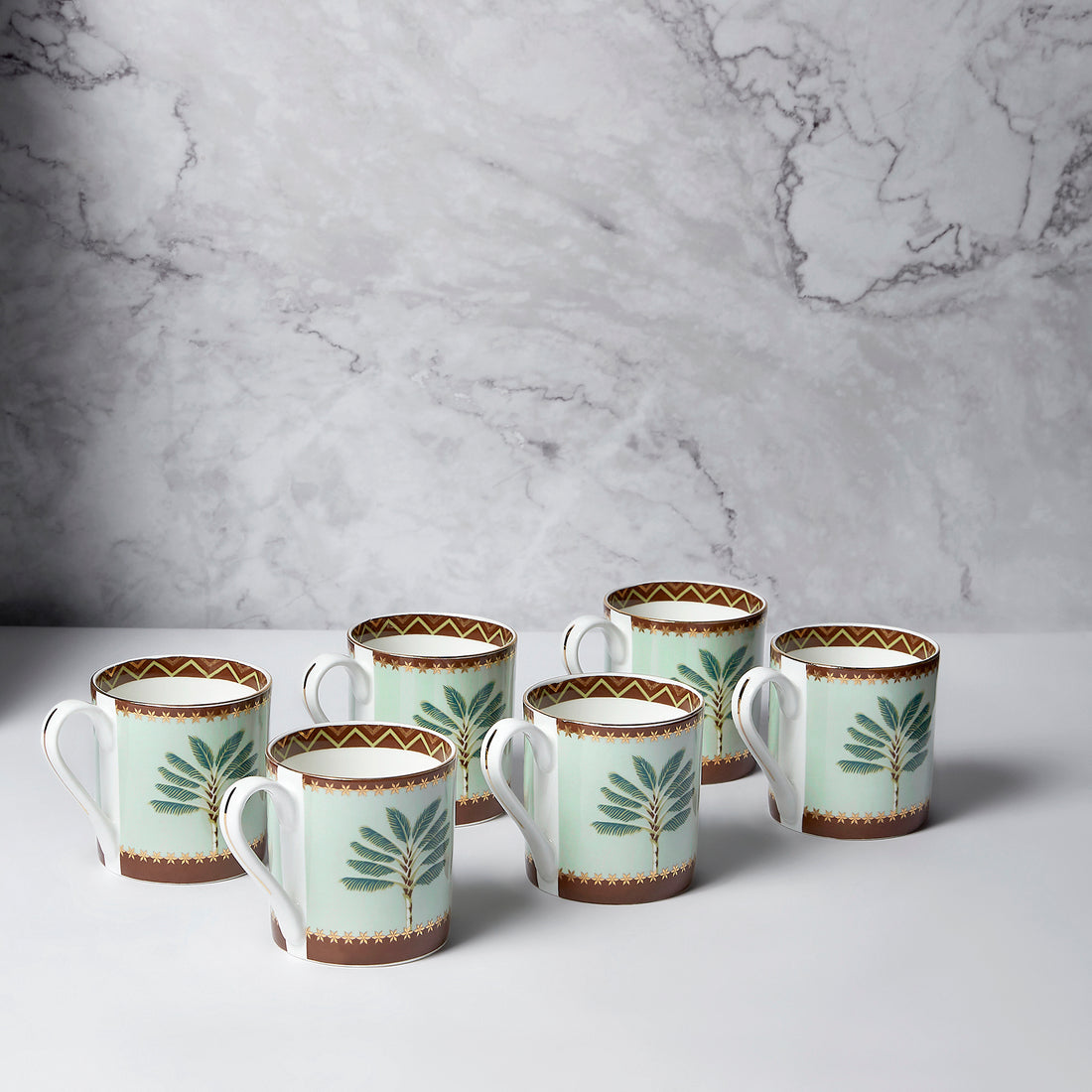 Grandeur Green Melon Coffee Mug Set of 6, 220 ml