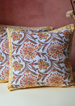 Load image into Gallery viewer, Yellow Ochre Block Printed Cushion Cover - set of 2
