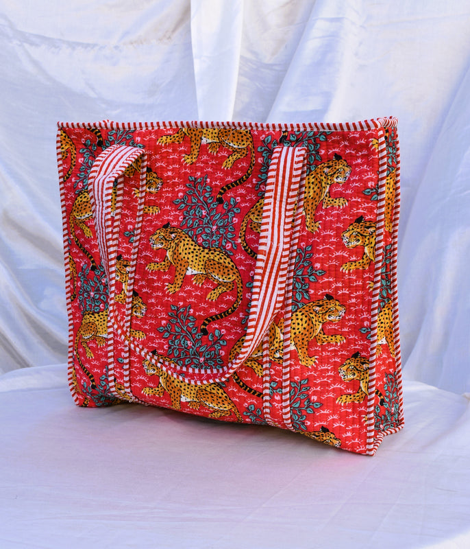 Red Cheetah Tote Bag