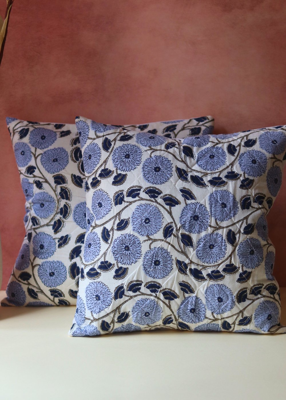 Prussian Blue Cushion Cover - Quilted - set of 2