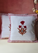 Load image into Gallery viewer, Maroon Floral Block Printed Cushion Cover - set of 2
