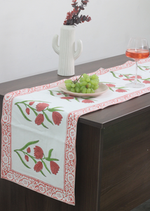 Pink Lily Block Print Table Runner