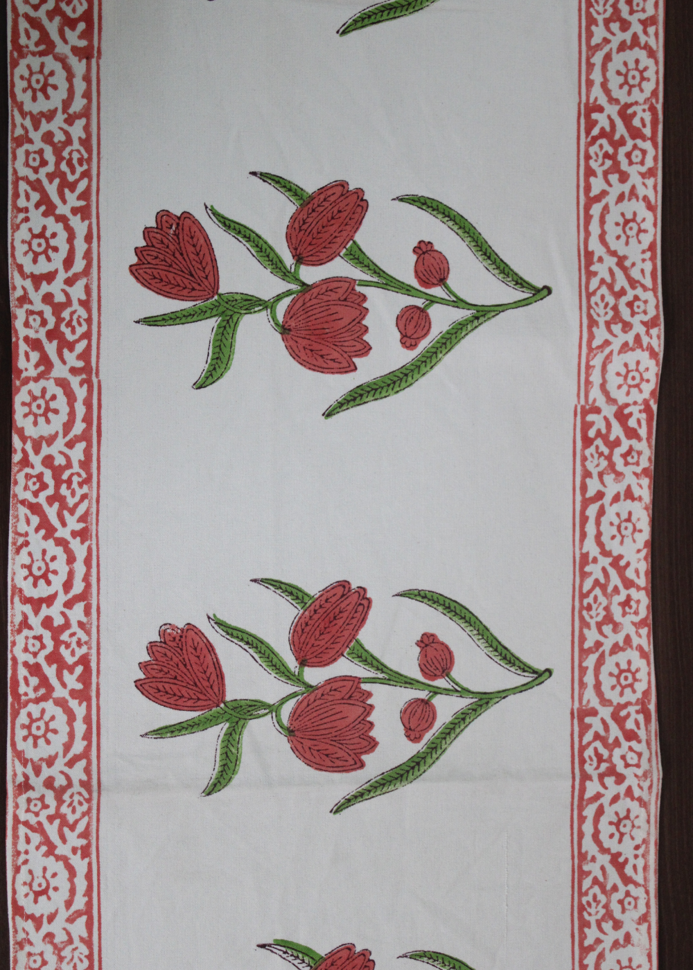 Pink Lily Block Print Table Runner